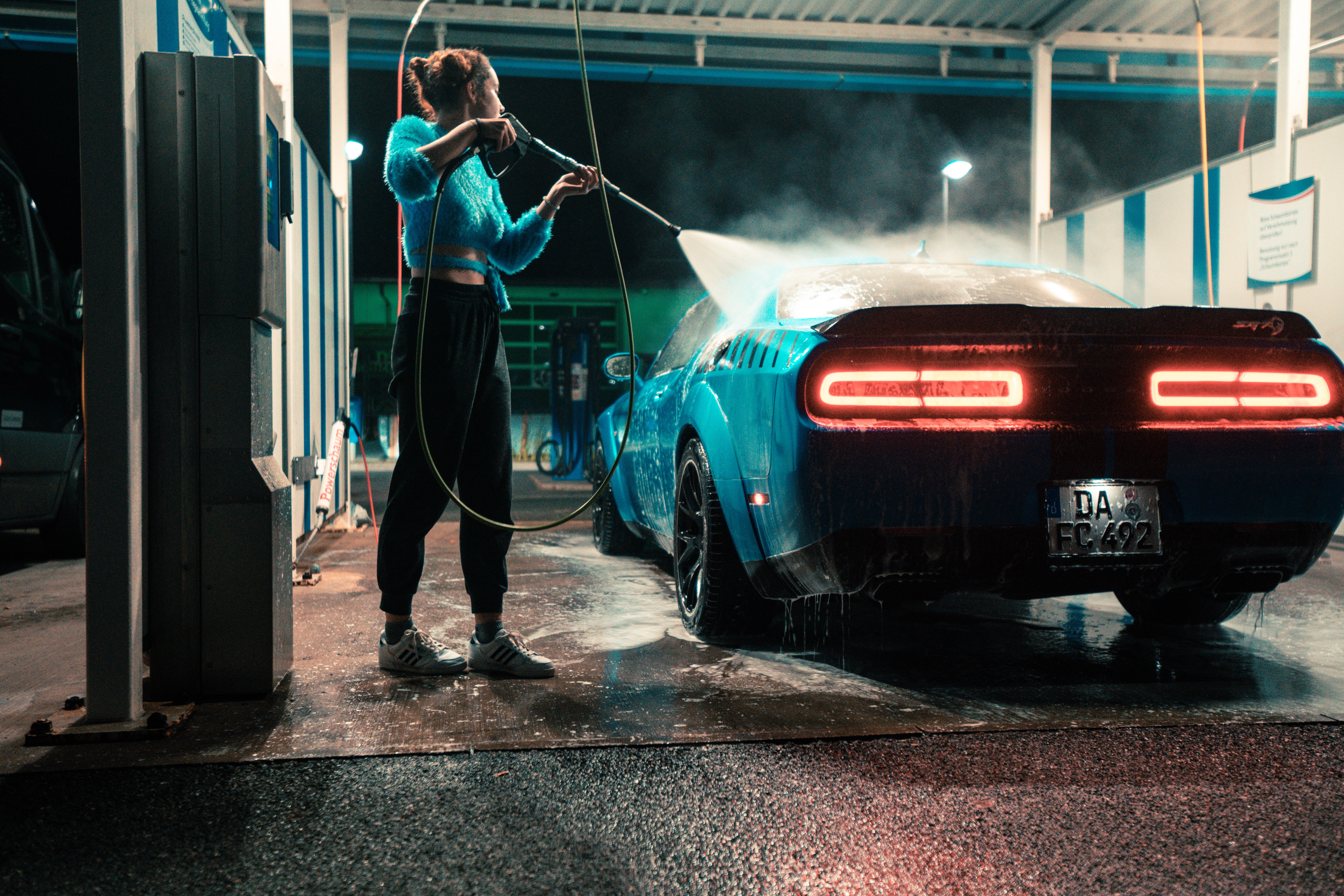 car washed by water hoe